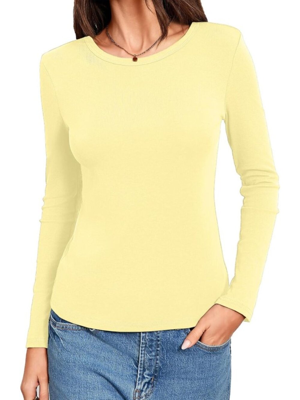 Cozy Cotton Crewneck Long Sleeve Shirt for Women - Perfect Casual Style Top